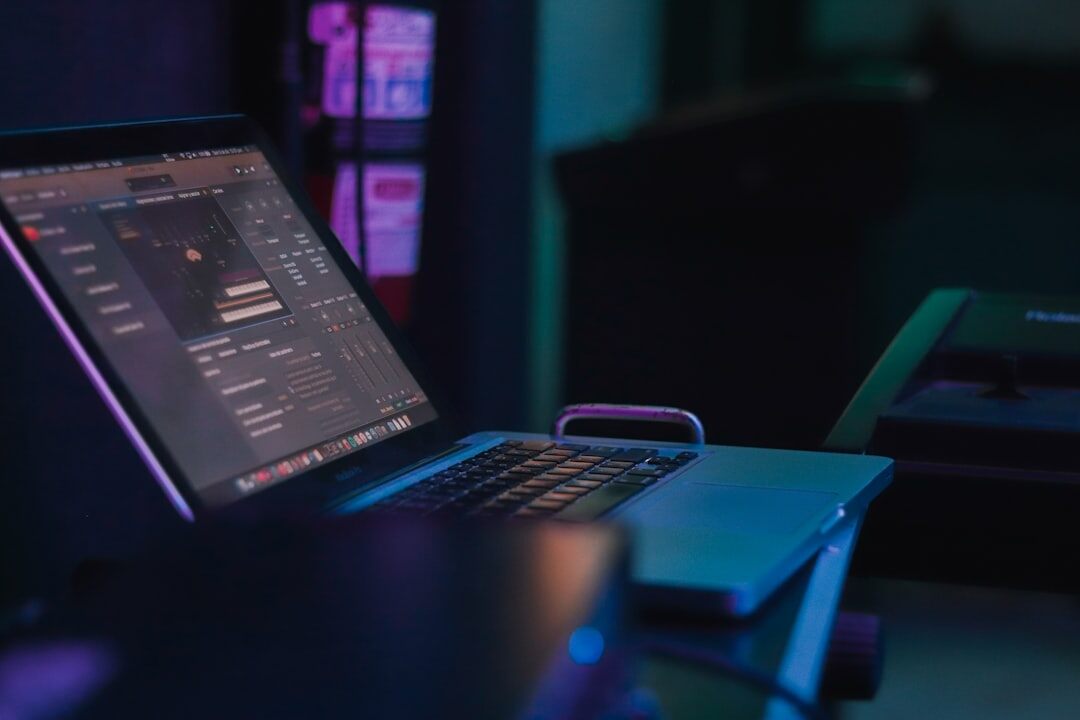 Laptop screen displaying a technology news dashboard with charts